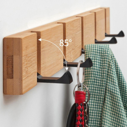 Universal - Crochet à vêtements naturels en bambou revêtement d'aluminium cintre d'accueil clef poche rack rack | Crochet Rod Universal  - Porte-manteau, patère