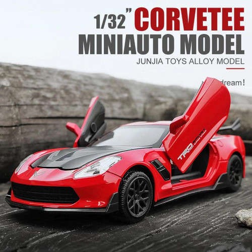 Voitures Die Casting 1: 32 Corvette Supercar Modèle Voiture Alliage Voiture Simulation Retirer le véhicule Jouet de voiture pour cadeaux pour enfants | Die Casting Toy Car(Rouge)