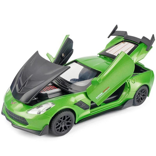 Universal - Die Casting 1: 32 Corvette Supercar Modèle Voiture Alliage Voiture Simulation Retirer le véhicule Jouet de voiture pour cadeaux pour enfants | Die Casting Toy Car(Vert) Universal   - Corvette