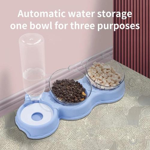 Universal Double bol pour chat, bouche étanche à l'humidité, double usage, alimentateur automatique à trois bols, bassin d'eau automatique, fourniture d'alimentation et d'arrosage pour chiens et chats