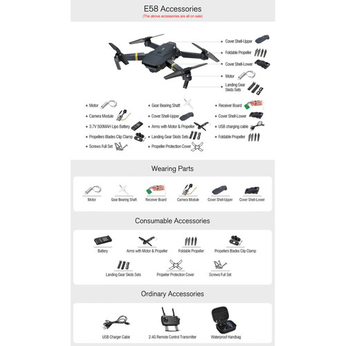 Avions RC E58 télécommandé quadcopter mini drone wifi fpv professionnel avec 4K grand angle HD caméra bras pliable racing de nitos | télécommandé hélicoptère