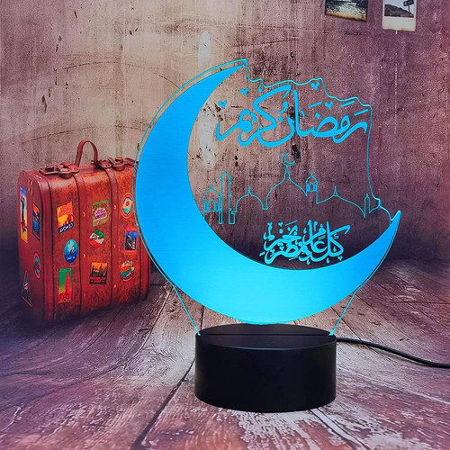 Universal - Eid Moubarak Nightlight, Ramadan Moubarak Decorative LED Light, Eid Château Forme Nightlight coloré avec télécommande, Tableau Jardin Universal  - Tableau decoratif