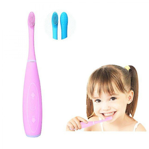 Universal - Ensemble de brosses à dents électriques rechargeables pour enfants, tête de brosse en silicone, 2 têtes de brosse (rose) Universal  - Brosse à dents électrique