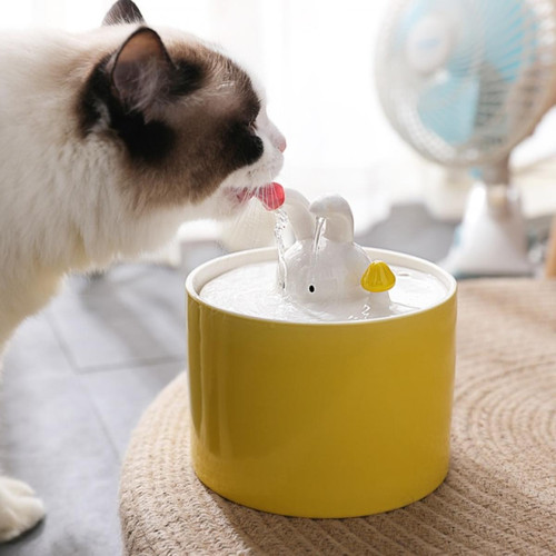 Universal - Fontaine automatique d'eau de chat en céramique pour animaux domestiques répartiteur d'eau USB électrique super silencieux bol de boisson pour chien 50% de réduction filtration | Fournitures d'alimentation pour chat (jaune) - Universal