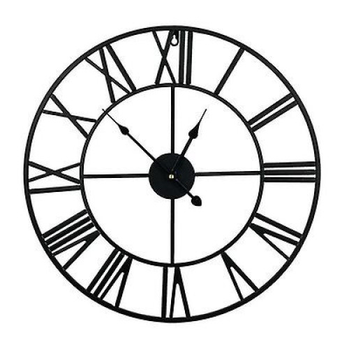 Universal - Grande horloge murale en métal circulaire à chiffres romains (60 * 60 cm) Universal   - Horloges, pendules Bambou et noir