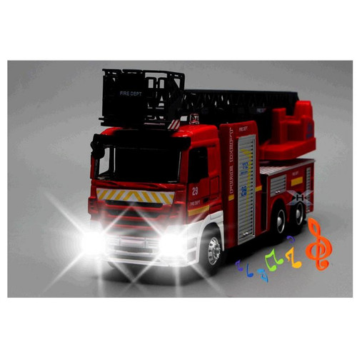 Universal - Grosse voiture jouet, gros camion du génie, moteur en alliage 1: 32, échelle, bruit et lumière du camion de pompiers(Rouge) Universal  - Camion pompiers