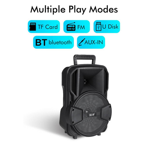 Hauts-parleurs Haut-parleur Bluetooth portable avec microphone imperméable extérieur sans fil sans fil Stereo Bass Subwoofer Subwoofer Sound Support FM TF AUX | Haut-parleurs de plein air (Noir)