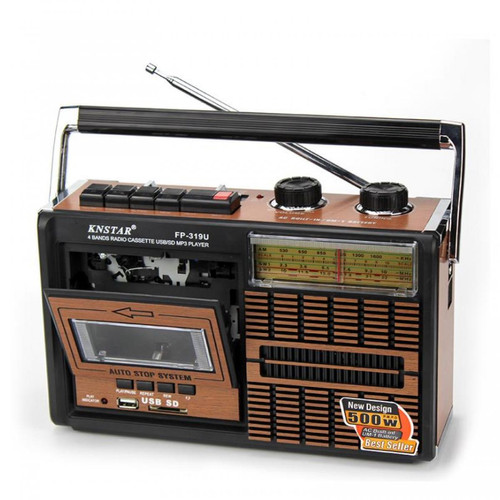 Universal - Haut-parleur FM FM AM SW1 24 bandes rétro radio haut-parleur portable magnétophone antique carte SD USB radio casque de musique extérieure(brun) Universal  - Radio fm