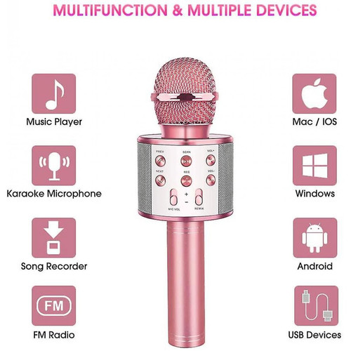 Universal - Haut-parleur portable Bluetooth portable (or rose) Universal  - Bonnes affaires Microphone