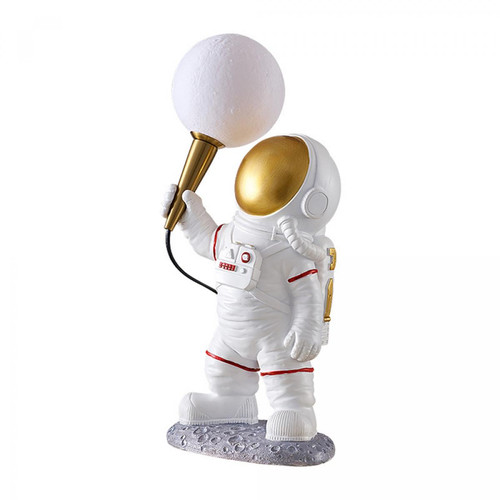 Universal - Imprimé en 3D Lampe d'exploration de la lune de l'astronaute, éclairage de la chambre du garçon de dessin animé, lampe d'astronaute permanente 220V, lampe de table en résine de cuivre à LED blanc lait Universal  - Lampes de bureau