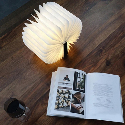 Universal - Innovation USB rechargeable LED pliable en forme de livre en bois lampe de table petite lampe Universal - Luminaires Marron