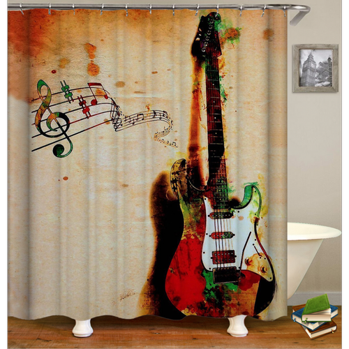 Universal - Instruments de musique Rideau de douche Couleur Guitare Jouer Note Motif Imperméable Décoration de toilette | Rideau de douche(Coloré) - Rideaux douche