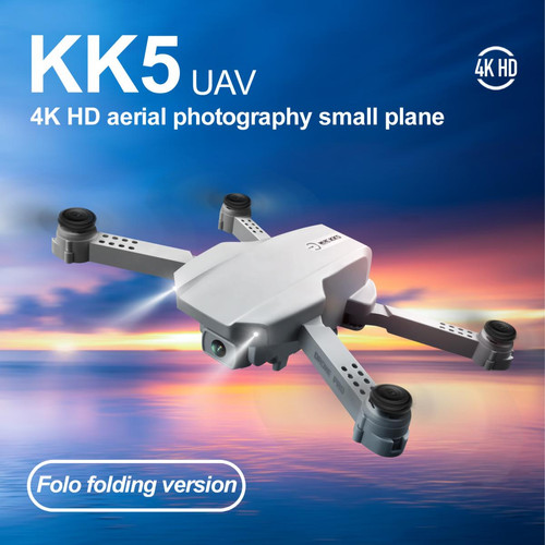 Universal - KK5 télécommandé mini drone 4K HD drone grand angle caméra 1080p WiFi FPV drone quadricoptère pliable mode sans tête Suivez-moi Hélicoptère jouet |(Gris) - Drone