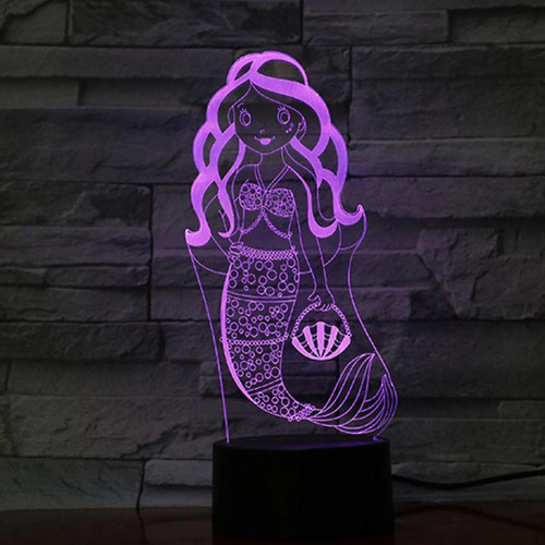 Universal - La sirène 3D LED lumineuse chambre à coucher lampe de table changement de couleur(Le noir) Universal  - Led qui change couleur