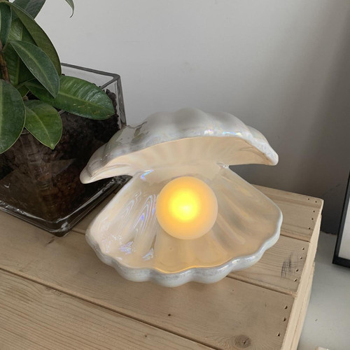 Universal Lampe à coque en céramique poire lumineuse décoration de bureau fantasy sirène conte de fées chambre à coucher lampe de chevet éclairage de rangement