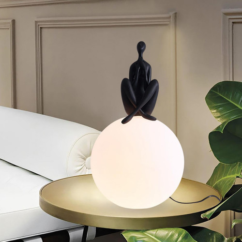 Lampes à poser Universal Lampe à table en verre à forme humaine 220V E27 Lampe à table artiste pour salon chambre à coucher Lampe de table à table à boule noire