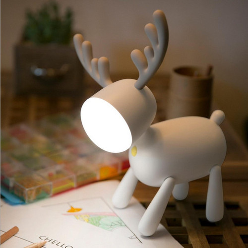 Lampes à poser Lampe de cerf LED USB rechargeable Lampe de lecture de bureau pour enfants et étudiants (blanc)