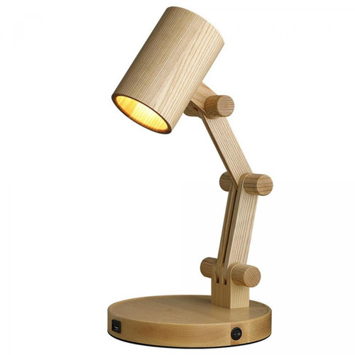 Universal - Lampe de chevet pour la chambre, lampe de station de recharge sans fil 220V, éclairage de recherche en bois massif pivotant, lampe de table avec fonction de recharge sans fil Universal  - Luminaires