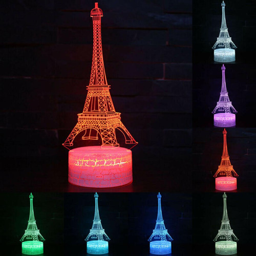 Universal - Lampe de nuit à LED de la tour Eiffel en 3D 7 couleurs de remplacement Lampe de bureau Cadeau pour enfant Universal  - Lampes de bureau