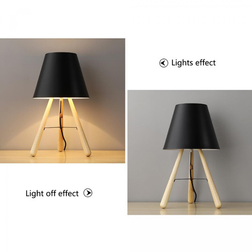 Universal Lampe de plancher en bois massif de 28 cm, 220V E27 sans ampoule, Lampe de table pour la chambre à coucher de la maison, lumière d'étude chaude Lampe de table noire