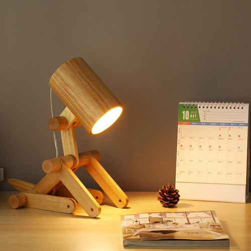 Universal Lampe de table, 220v e27 pas d'ampoule chiot peut tourner bois massif lampe de table de recherche bois lampes de chevet colorées