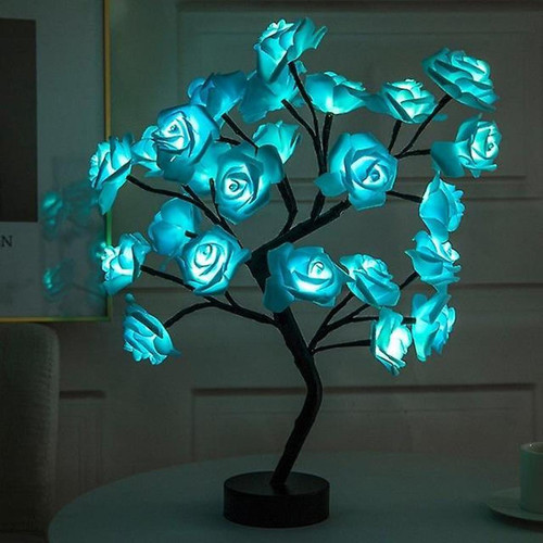 Universal - Lampe de table led a usb fleurie arbre decoration maison chambre cadeaux nuit lampe de table noel mariage chambre (bleu) - Lampes à poser