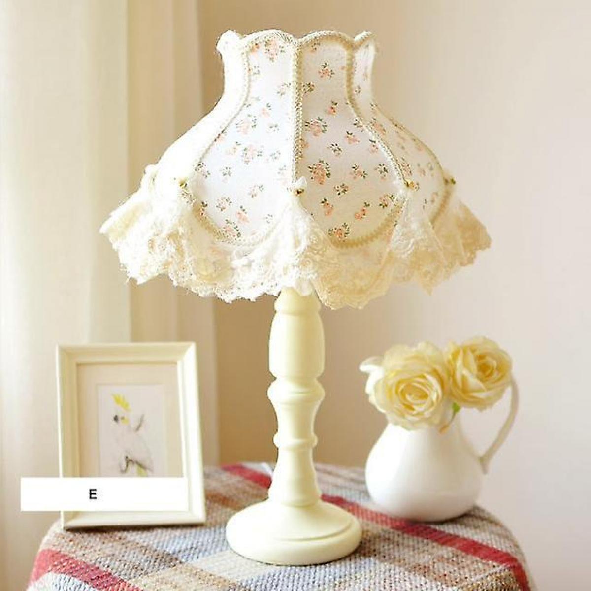 Lampe de table pour chambre fille blanc rose bleu princesse dentelle  abat-jour bois bureau éclairage lampe de chevet livre lecture lampe de  table d94