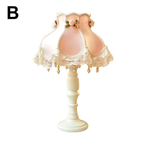 Universal Lampe de table pour chambre fille princesse abat-jour en dentelle frange éclairage de table en bois lampe de chevet e27 livre lecture tissu lampe de table d92 (c)