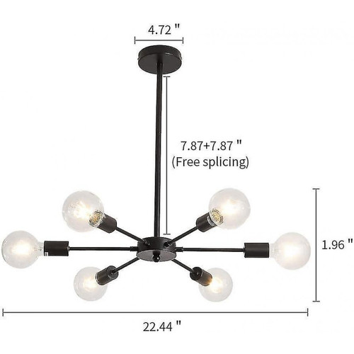Universal - Lampe industrielle 6 - Boîte à lumière E27 Plafond Lampe Prise Lustre Noir Luminaire Suspension. Universal  - Lampe de suspension avec prise
