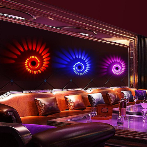 Universal Lampe murale à LED à trou en spirale avec lampe à télécommande Lampe en spirale dimmable, décoration maison KTV Bar Lumière de salle de mariage (violet)