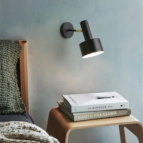 Universal Lampe murale nordique style américain fer lampes de chevet pour chambre à coucher moderne et minimaliste pour le mur de salon Lampley applique miroir créatif (noir)