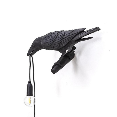 Universal - Lampe murale oiseau italienne moderne résine blanc noir lumière pour chambre drap lit décoration chambre décoration luminaire led (mur noir gauche) Universal  - Deco luminaire