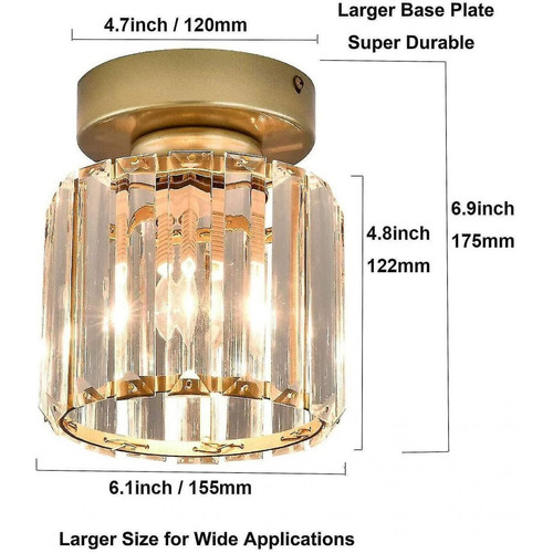 Plafonniers Lampe petite lumière de plafond en cristal panneau d'ombrage lustre moderne LED pendentif pince(Or)