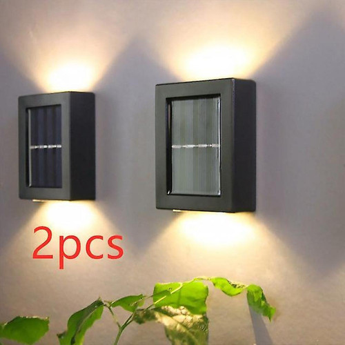 Pots Lumineux Universal Lampe solaire LED 2pcs/LOT pour l'extérieur Lampe murale étanche intelligente Alimentée par le soleil Jardin Décoration Lampadaire sans fil (lampe chaude)