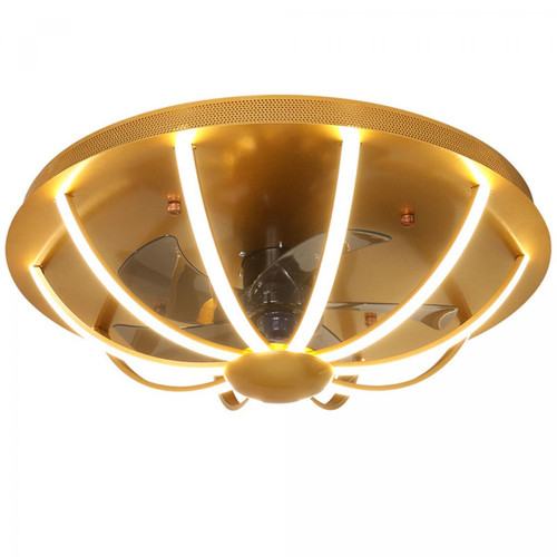 Universal - Lampe ventilateur de plafond ultra-mince de 60 cm, 220V, 64W LED, vitesse du vent à trois vitesses, lampe ventilateur de plafond tricolore, salle à manger, chambre à coucher, balcon, acrylique, or(Or) Universal  - Plafonniers