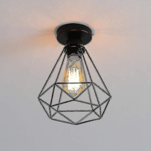 Universal - Lampes industrielles de plafond en fer léger noir de panier en métal noir cage lumière diamant cage plafond pendentif léger Universal  - Lampes de bureau