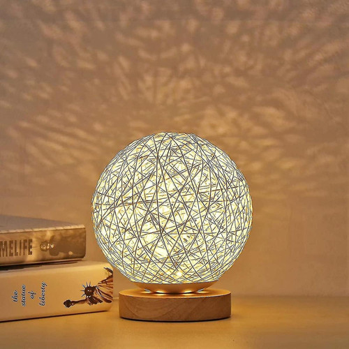 Universal - Lampes LED Wood Table Lampe créative en bois Roard Roard Sphérique Boule de chevet de nuit Lumière H-Knit Universal  - Boule bois
