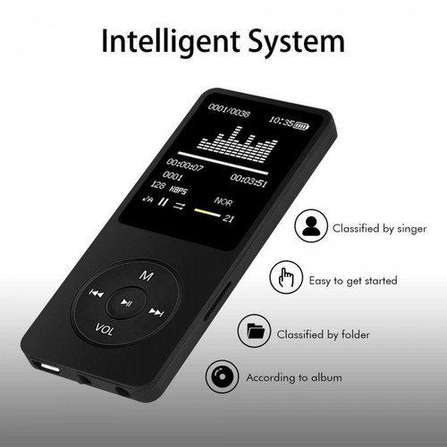 Universal - Lecteur MP3 8GB avec casque, haut-parleur de livre électronique, lecteur de musique DAP avec enregistrement d'écran, lecteur MP3 HiFi, lecteur MP3 audio et lecteur FM radio.(Le noir) - MP3