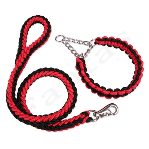 Universal - Longueur 1.2m corde à double chaîne grand chien traction métal P boutonnage couleur nationale pet traction corde housse - grand chien ensemble (rouge) Universal  - Animalerie