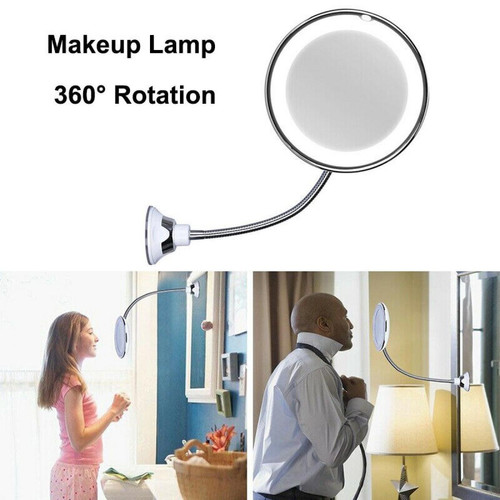 Universal Loupe 10x Miroir LED 360 Pivotant Flexible Col d'Oie Éclairage Maquillage Salle de Bain Miroir de Rasage Col d'Oie Curvé Réglable | Miroir de Bain