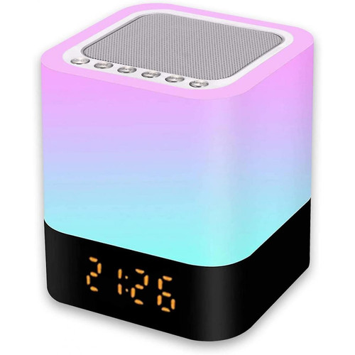 Universal - Lumière de nuit avec haut-parleur Bluetooth, lumière tactile 5 en 1 avec changement de couleur, réveil numérique dimmable RGB, cadeau cool pour les adolescents - (blanc) Universal  - Lampes à poser