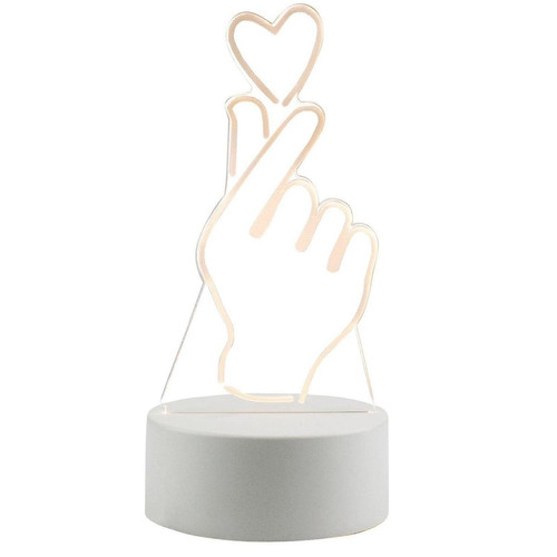 Universal - Lumière LED 3D - avec le cœur de la main.(blanche) Universal  - Lampe coeur