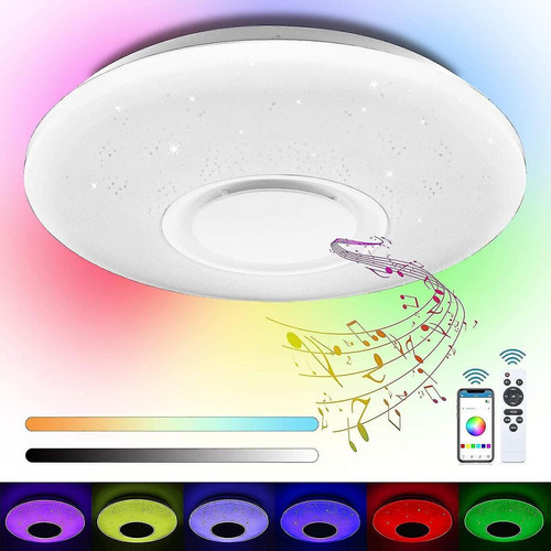 Plafonniers Universal Lumière Lumière lumineuse LED intelligente 32W 40.5cm Plafonnier Bluetooth Haut-parleur RGB Température de couleur