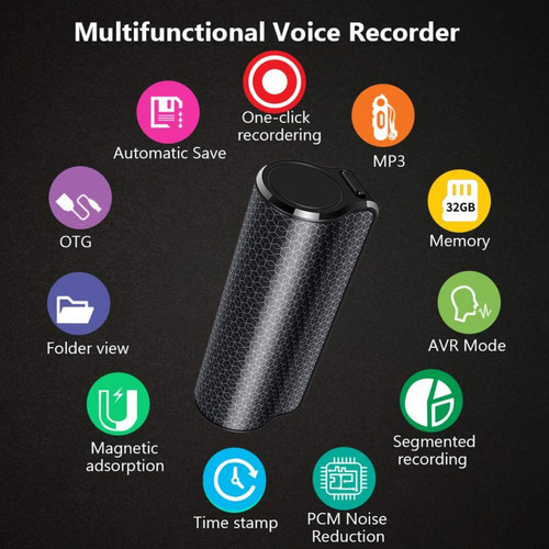 Universal Magnétophone audio numérique 32 Go Activation vocale Mini stylo USB Lecteur MP3 Lecture | Magnétophone numérique(Le noir)