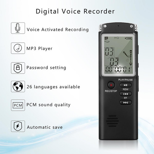 Enregistreur audio numérique Magnétophone avec lecteur WAV MP3, magnétophone audio numérique, dictaphone