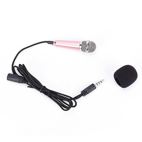 Universal - Microphone studio stéréo portable 3.5mm KTV karaoké mini microphone pour téléphones portables ordinateurs portables ordinateurs de bureau microphone de petite taille (rouge rose) Universal  - Microphone