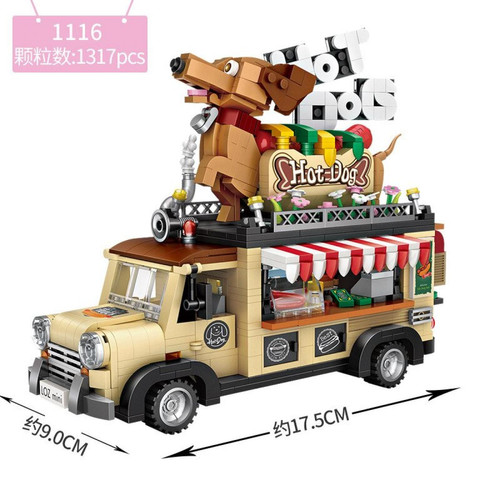 Universal - Mini Blocs City Modèle Véhicule Course/Camion à glace/Hot Dog Chariot Assemblage Bâtiment Cadeau Jouet Exposition/Collection | Blocs (marron) Universal  - Jeux & Jouets