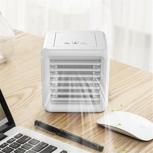Ventilateur Mini climatiseur portable 7 lumières de couleur humidificateur purificateur refroidisseur de bureau USB ventilateur avec 2 réservoirs d'eau pour la salle de bureau