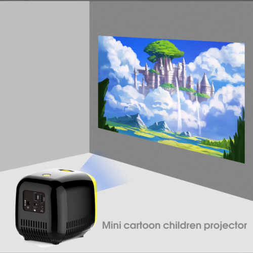 Lampe vidéoprojecteur Mini projecteur Full HD 1080p L1 Mini projecteur d'éducation précoce pour les enfants Histoires de dessins animés Mignonnes pour les enfants | Projecteurs LCD(Jaune)