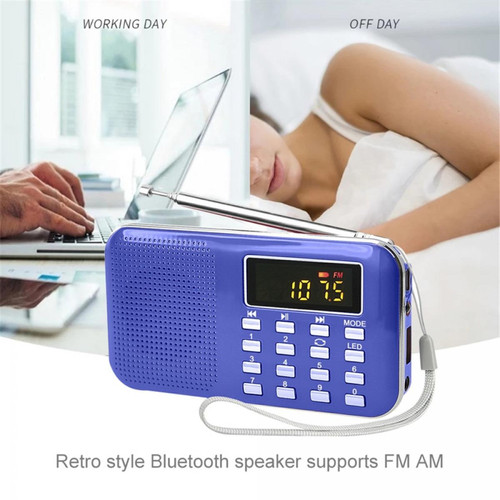 Universal Mini radio FM portable multifonctionnel, affichage numérique, haut-parleur TF, lecteur MP3 USB, recharge(Bleu)